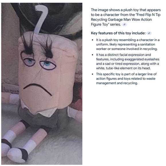 HE TALKS ⭐️ RARE ⭐️ NOT in stores - Fred Flip N Tip Garbage Man Plush Toy - - Picture 4 of 12